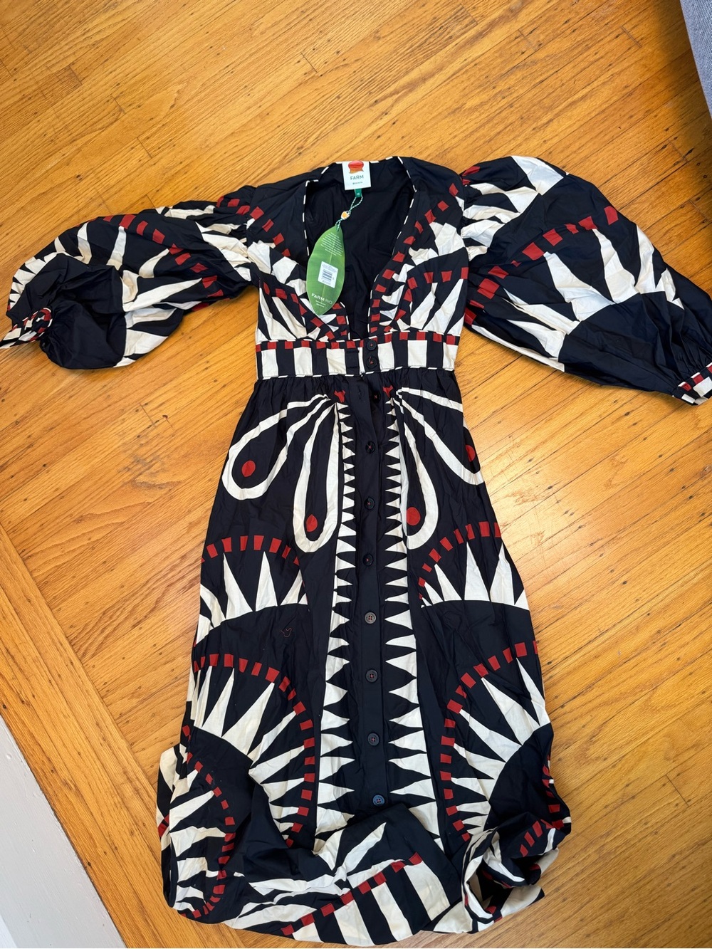 Farm Rio Coconut Grove Puff Sleeve Maxi Dress NWT - Picture 4 of 5